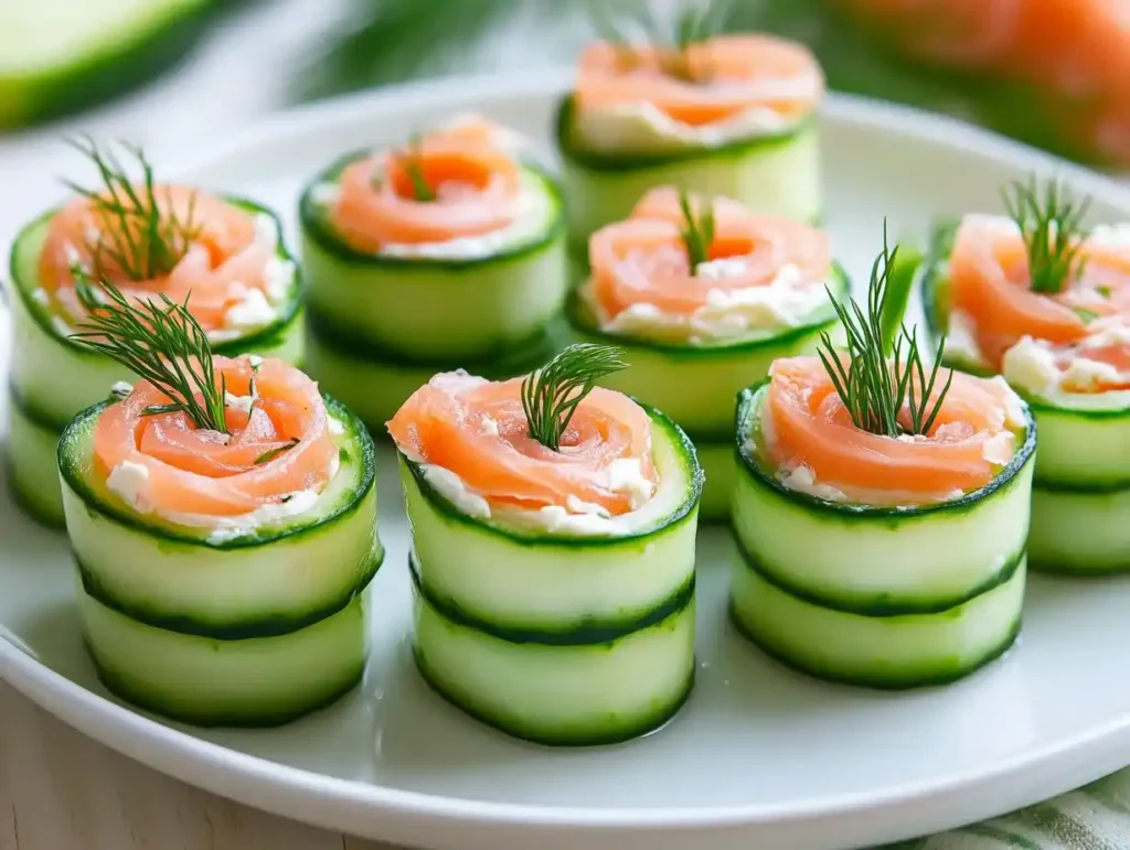 Smoked Salmon Roll on Cucumber Recipe 