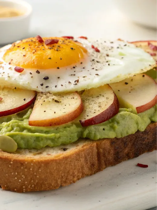 avocado-toast-with-fried-egg-and-apples 