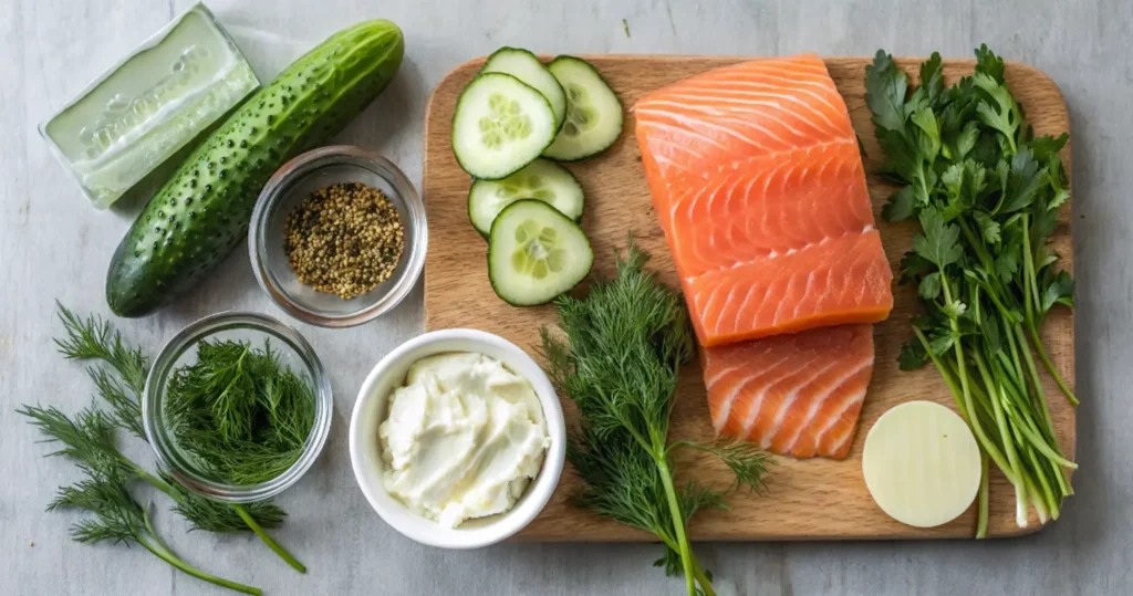 Chatelaine Smoked Salmon Roll on Cucumber Recipe ingredients