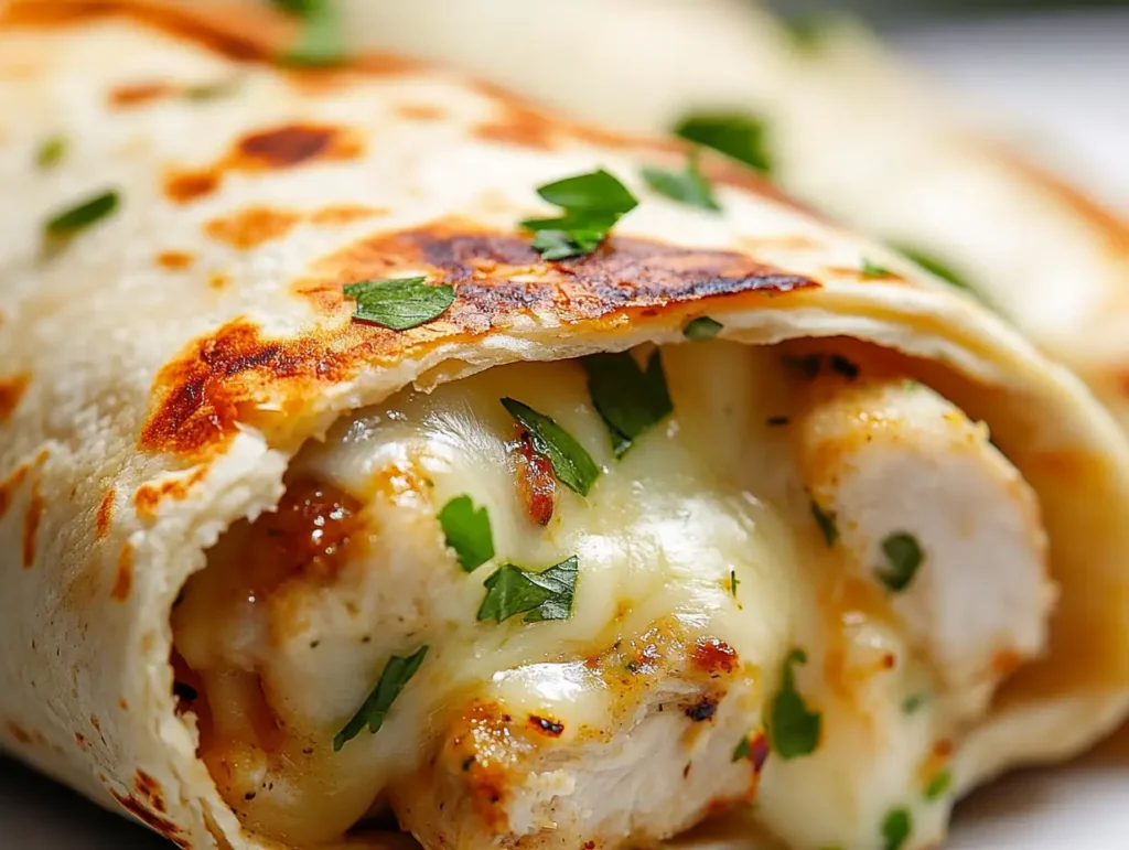 Cheesy Garlic Chicken Wraps