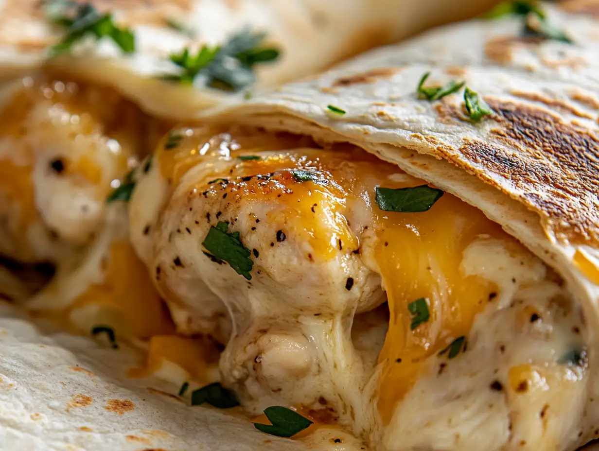 Cheesy Garlic Chicken Wraps Recipe