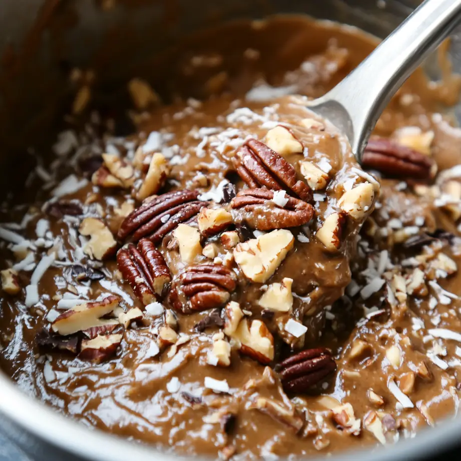 German Chocolate Pecan Pound Cake preparation