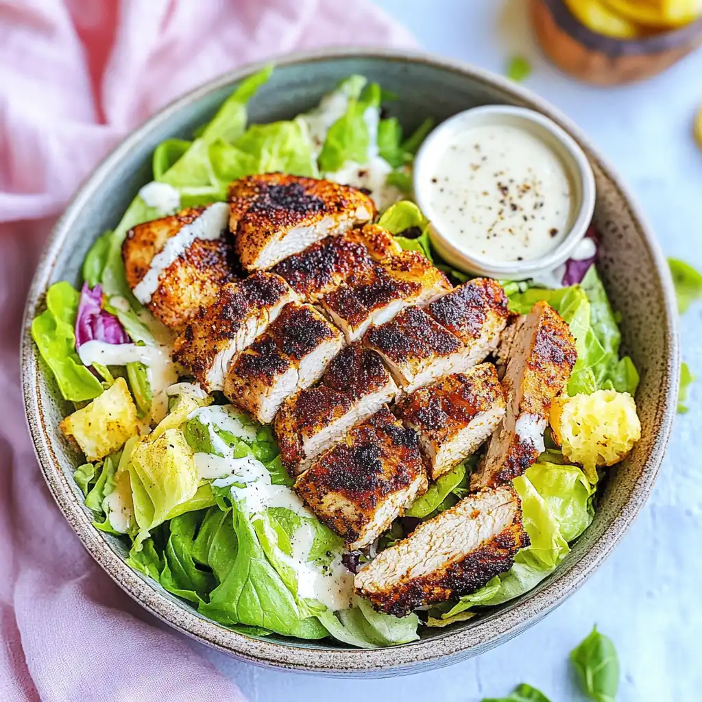 Blackened Chicken and Caesar Salad recipe