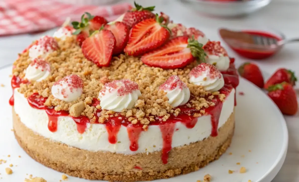 strawberry cheesecake crunch cake recipe