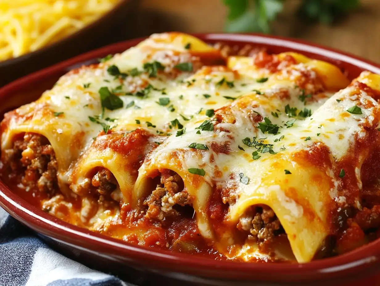 stuffed manicotti with string cheese