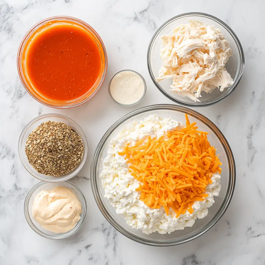 Cottage Cheese Buffalo Chicken Dip ingredients