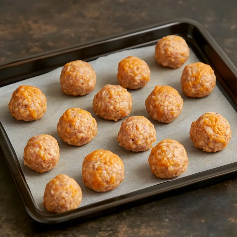 Sausage Balls Without Bisquick in oven