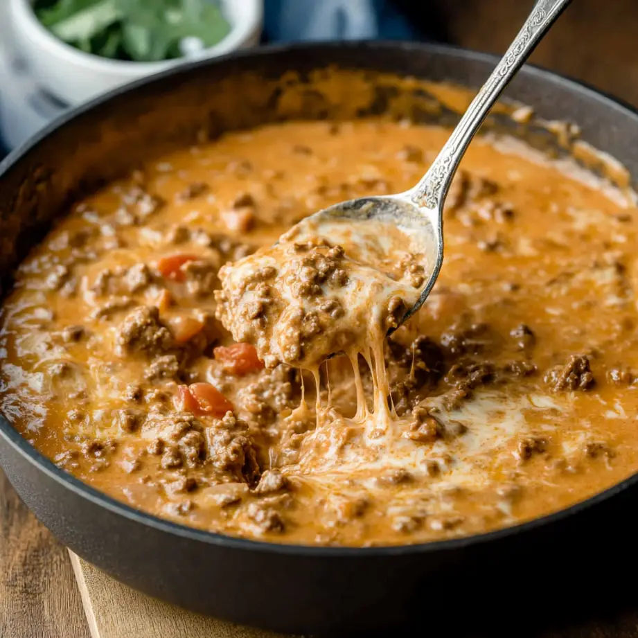 ground beef cheese dip preparation