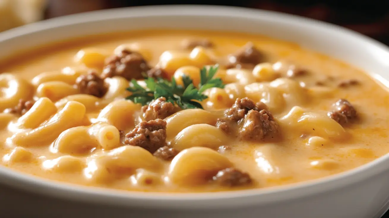 Macaroni cheeseburger soup recipe